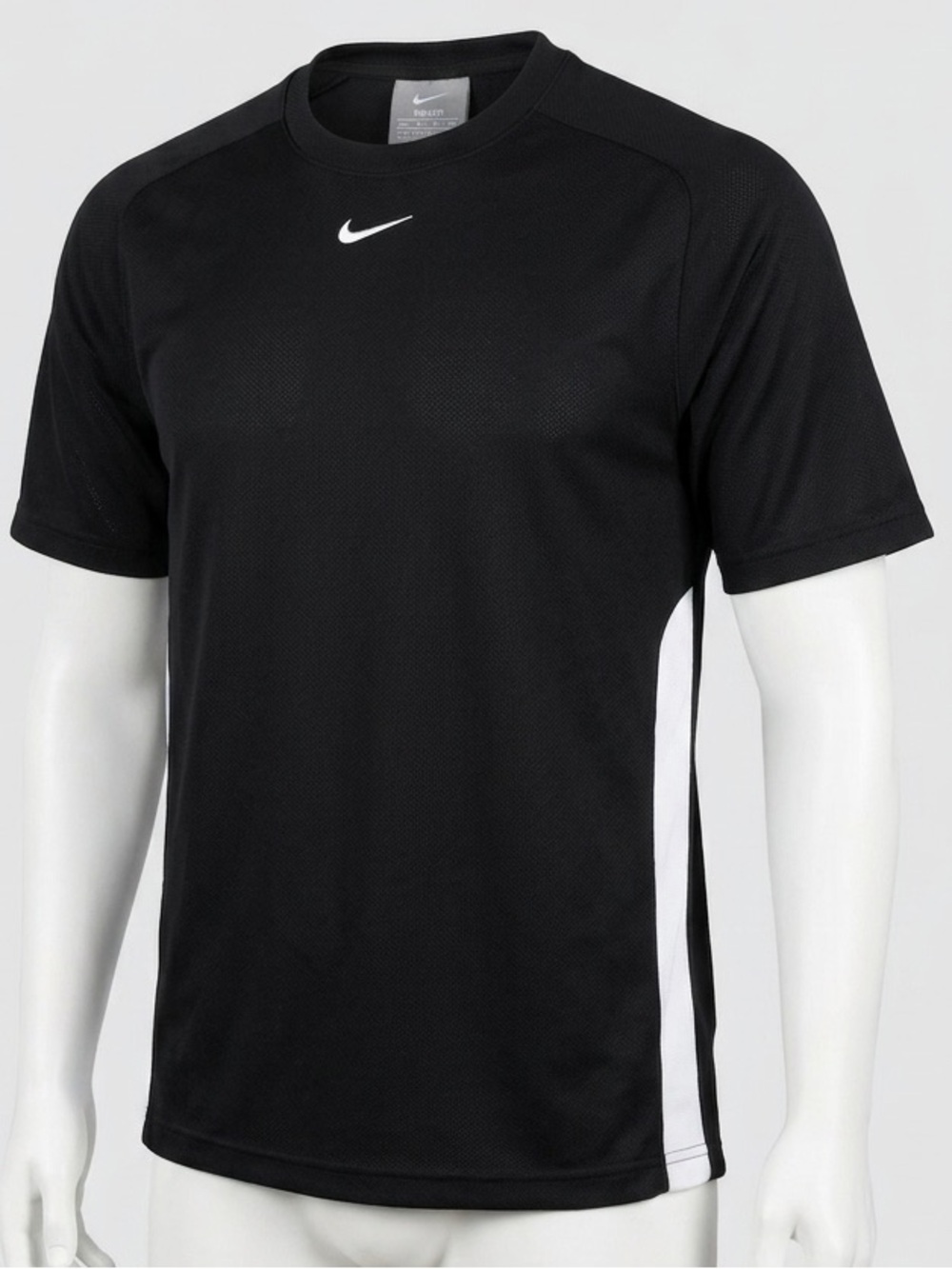 NIKE black and white logo y2k basic crew neck t-shirt kids large 14-16
